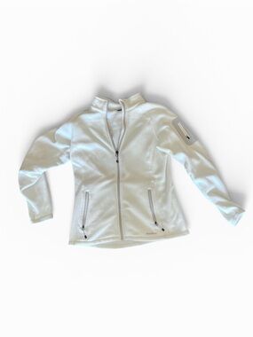 Eddie Bauer Polartec Fleece Jacket Cream Full Zip Hiking Outdoor - Women’s Sz L